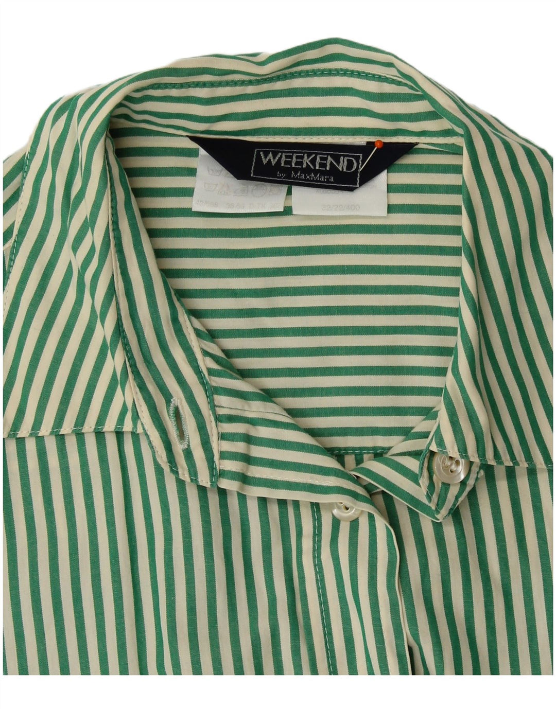 MAX MARA Weekendskjorte til kvinder UK 16 Large Green Pinstripe