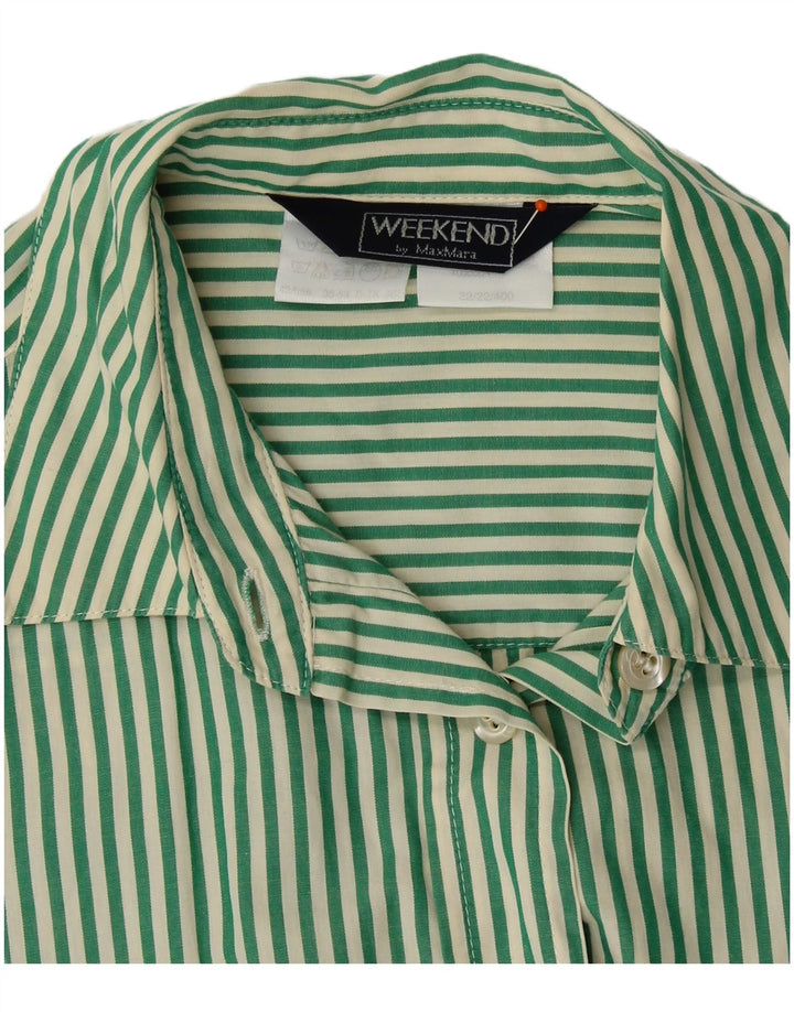 MAX MARA Weekendskjorte til kvinder UK 16 Large Green Pinstripe