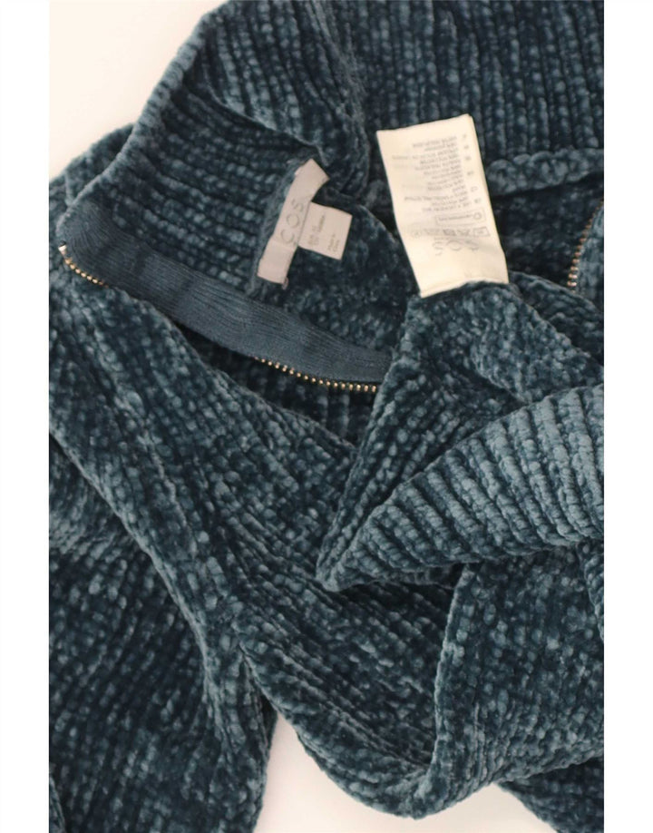 Cos Dame sweater med lynlås hals UK 6 XS turkis polyester