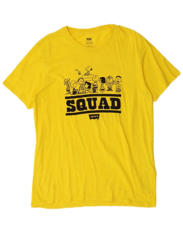 Levi's Herre Peanuts Grafisk T-Shirt Top Stor Gul Bomuld