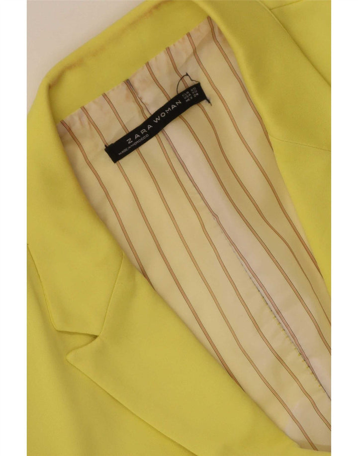 Zara Dame 1 Knap Blazer Jakke UK 6 XS Gul
