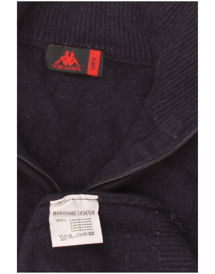 Kappa Herre Zip Neck Jumper Sweater Stor Marineblå Lammeuld