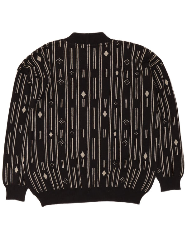 De Pietri Herre Crew Neck Jumper Sweater IT 48 Medium Sort Geometrisk