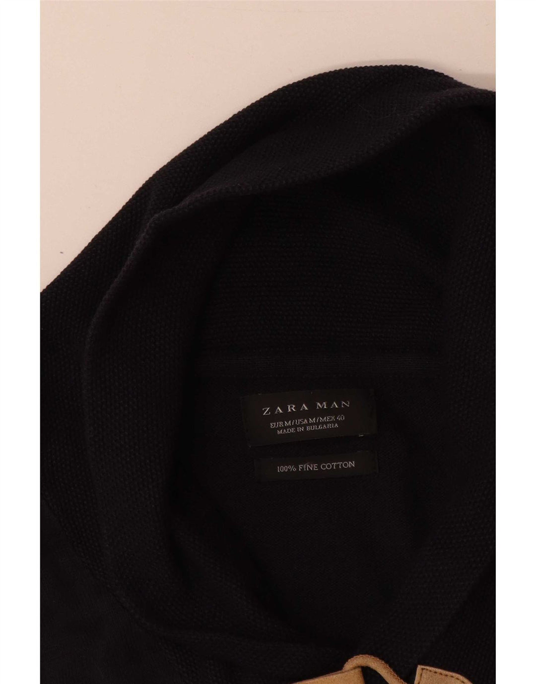 Zara Herre Shawl Neck Jumper Sweater Medium Navy Blue Bomuld