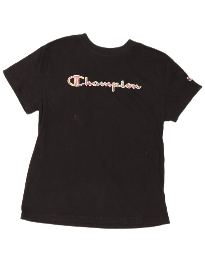 Champion Dame Grafisk T-Shirt Top UK 12 Medium Sort