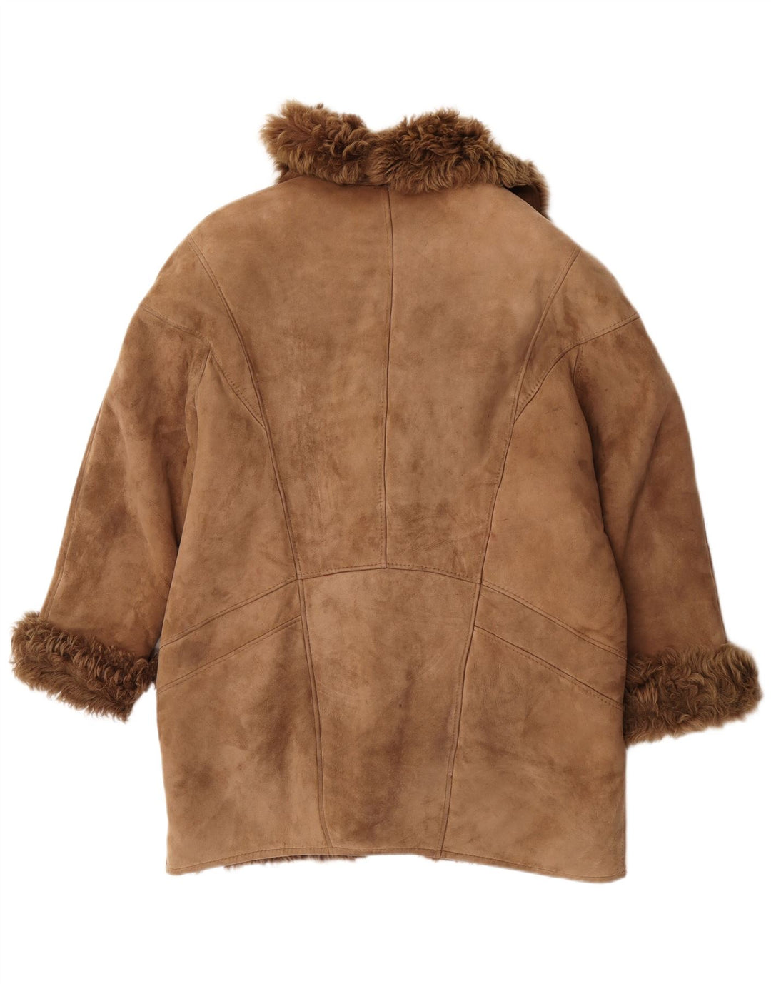 Vintage Dame Oversized Shearling Jacket IT 48 XL Brun Shearling