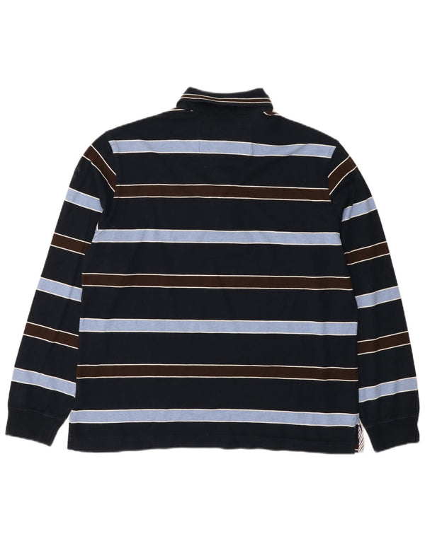 Paul & Shark Herre grafisk langærmet poloskjorte 2XL marineblå stribet