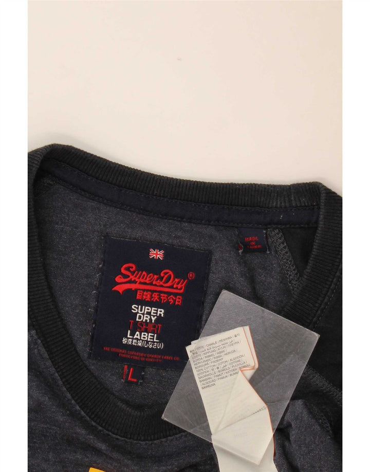Superdry Grafisk T-shirt top til mænd, stor grå farveblok bomuld