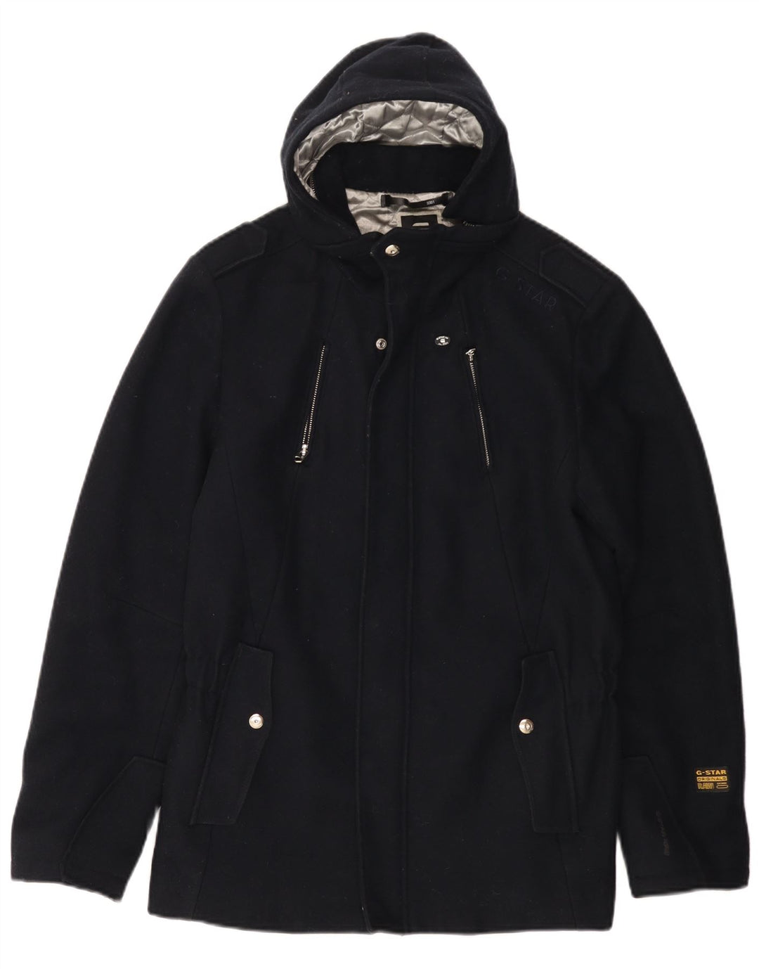 G-Star Dame 3301 hætte vindjakke UK 16 Stor marineblå uld