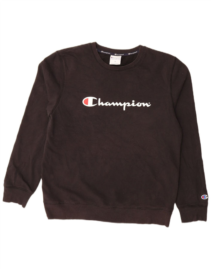 Champion Herre Grafisk Sweatshirt Jumper XL Sort Bomuld