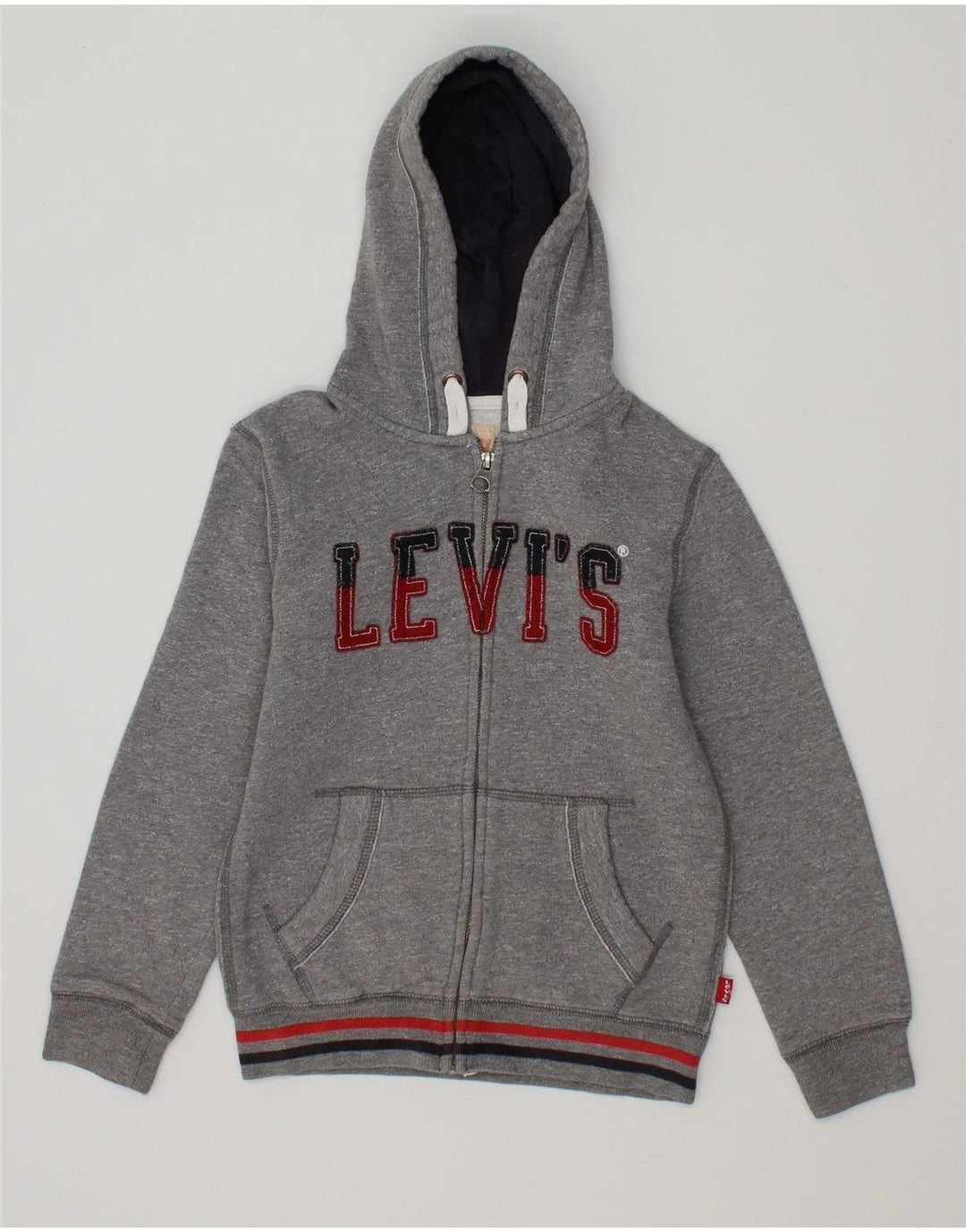 LEVI'S Boys Graphic Zip Hoodie Sweater 9-10 Years Grey Cotton Vintage Levi's and Second-Hand Levi's from Messina Hembry 