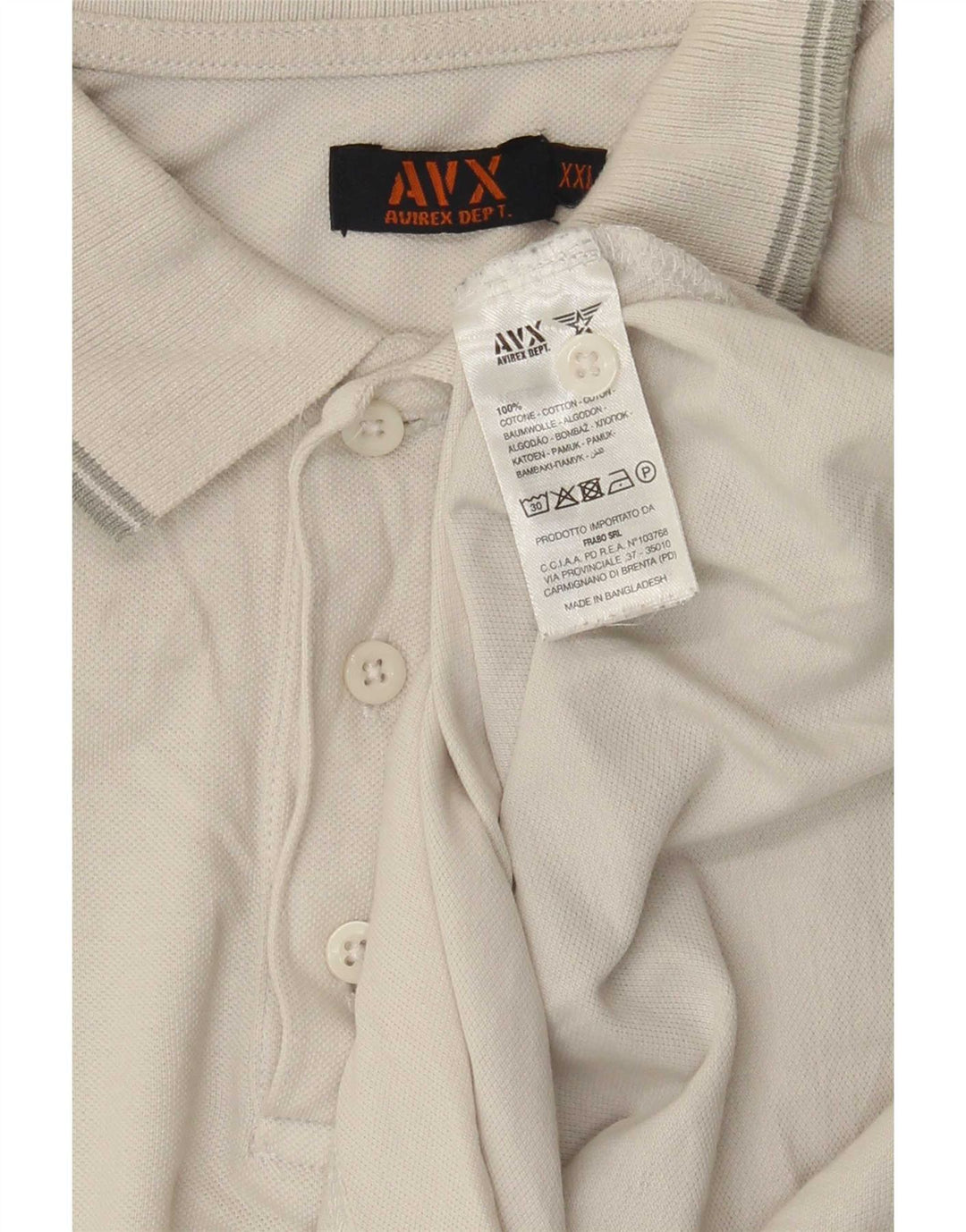 Avirex herre poloskjorte 2XL hvidstribet bomuld