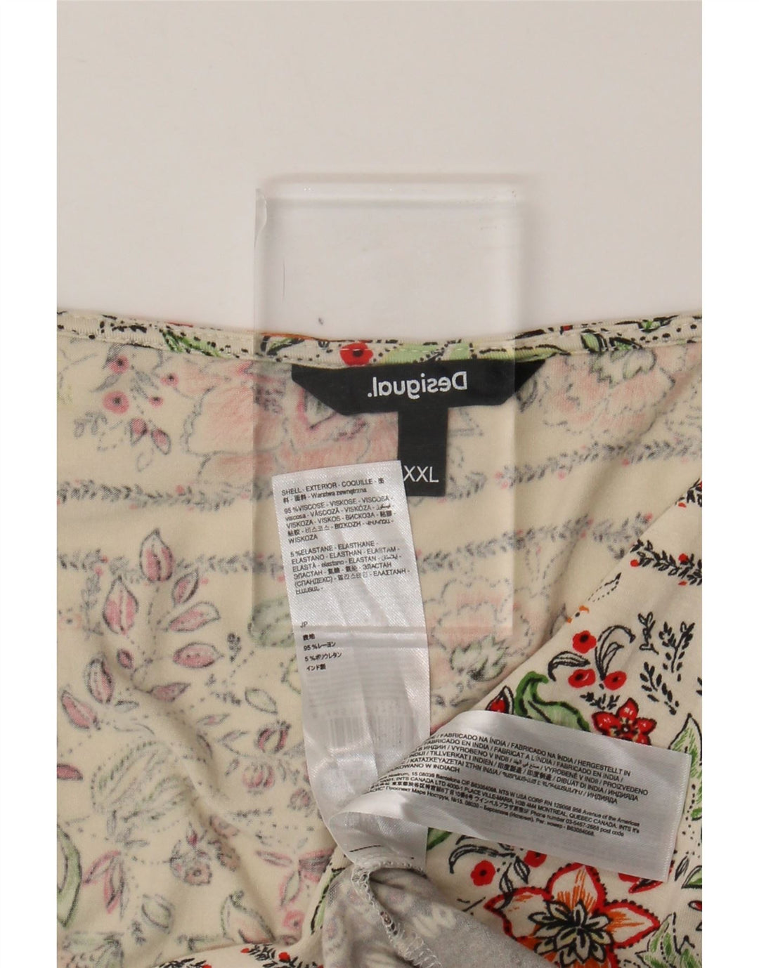 DESIGUAL Damebluse Top UK 20 2XL Off White Floral Viscose