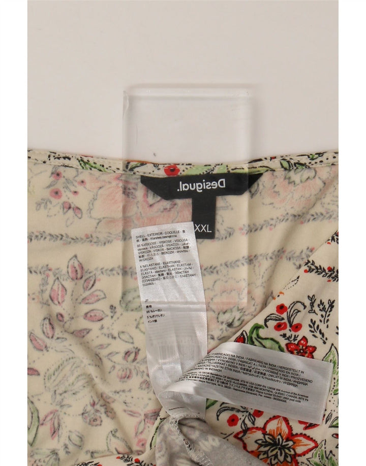 DESIGUAL Damebluse Top UK 20 2XL Off White Floral Viscose
