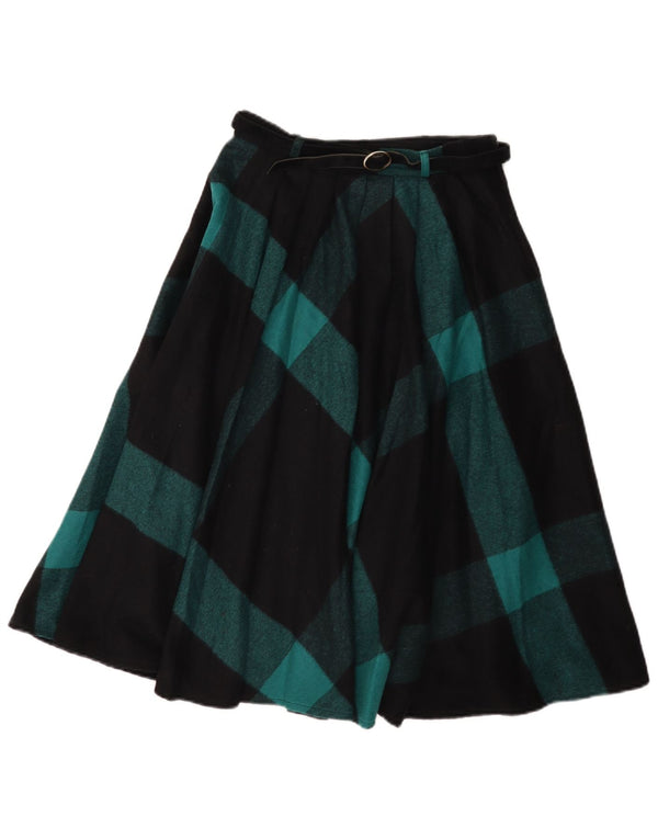 Vintage Dame Flared Skirt IT 42 Medium W26 Black Check Wool