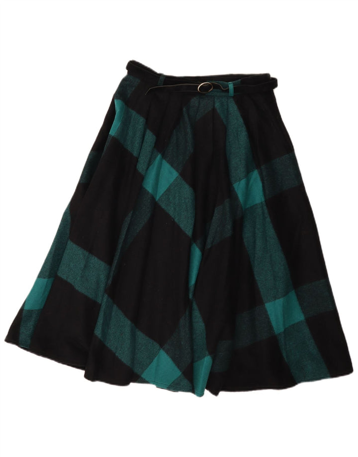Vintage Dame Flared Skirt IT 42 Medium W26 Black Check Wool