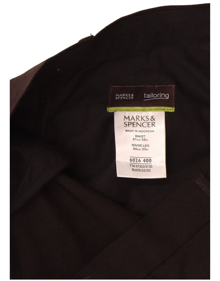 Marks & Spencer Herre Skræddersyede Lige Chinobukser W32 L33 Sort
