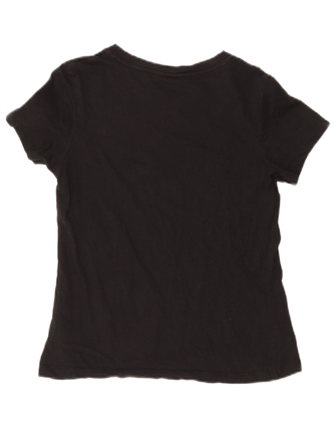CALVIN KLEIN Dame Grafisk T-Shirt Top UK 12 Medium Sort Bomuld