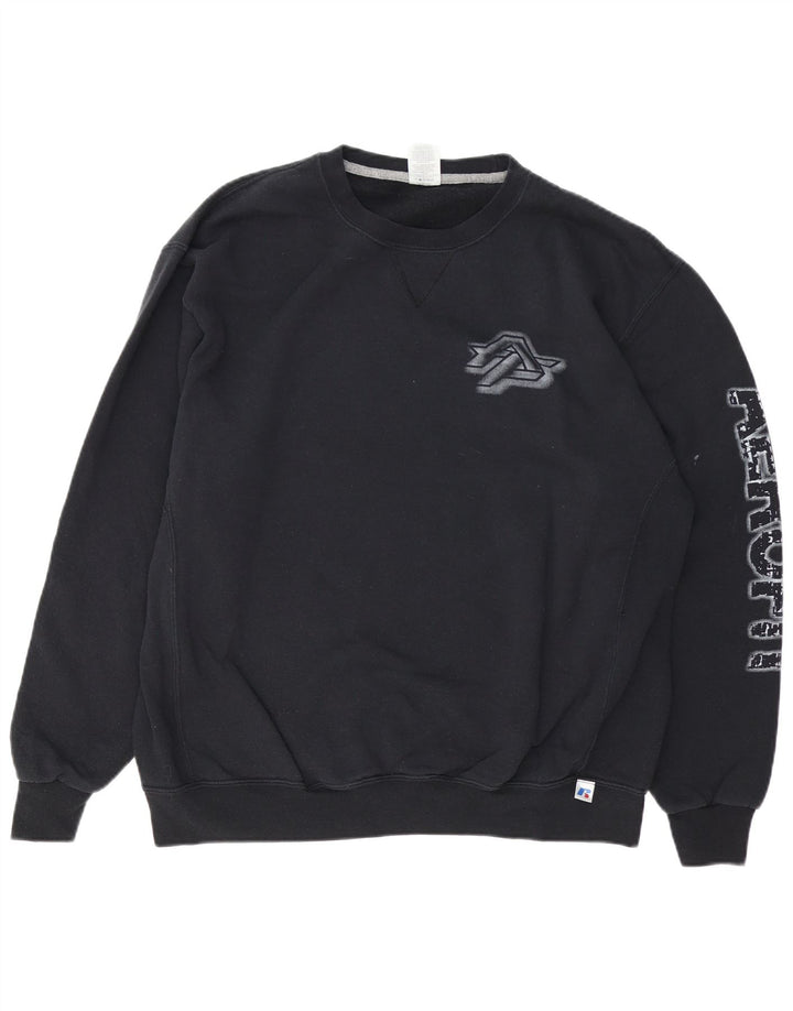 RUSSELL ATHLETIC Herre Grafisk Sweatshirt Jumper XL Sort Bomuld