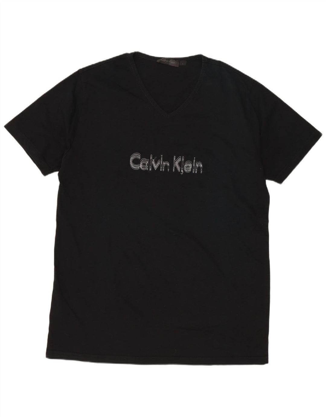 CALVIN KLEIN Herre grafisk T-shirt Top Stor sort bomuld