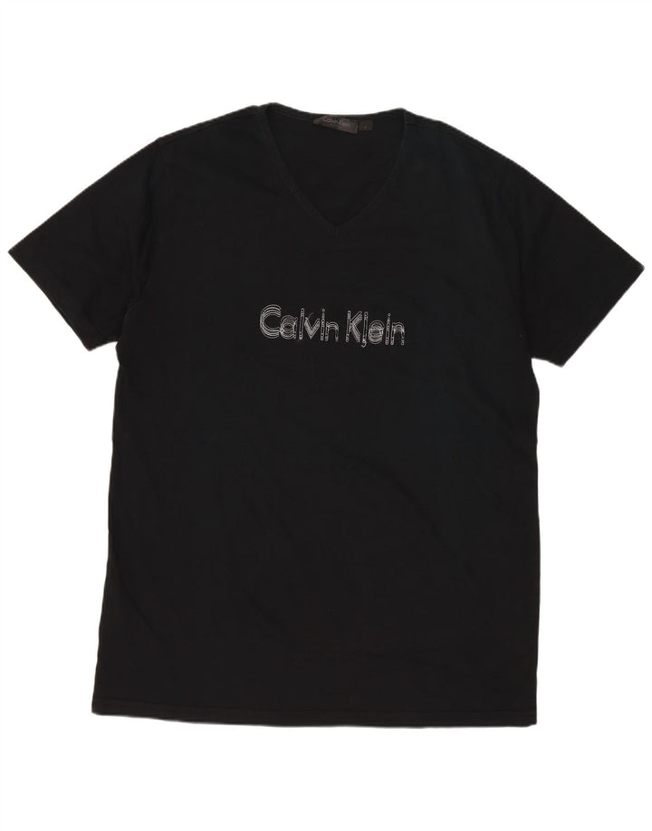 CALVIN KLEIN Herre grafisk T-shirt Top Stor sort bomuld
