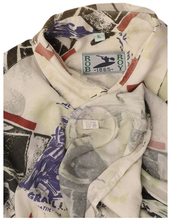 ROB ROY Herre grafisk kortærmet skjorte XL Flerfarvet Patchwork Viscose