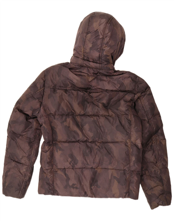 Fay Herre hættepolstret jakke UK 36 Small Brown Camouflage