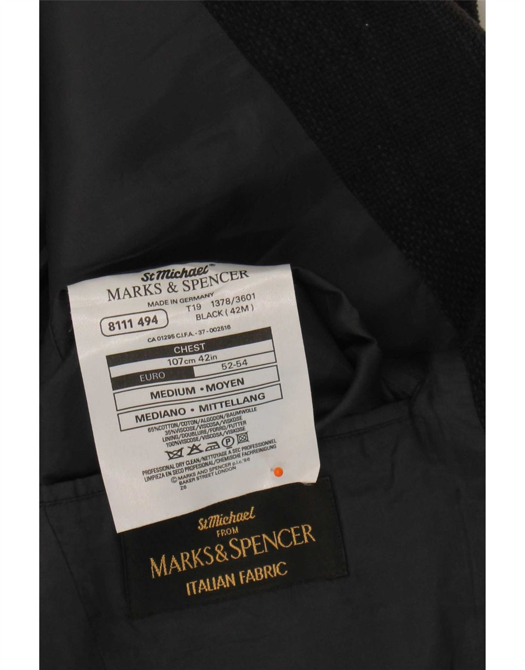 Marks & Spencer Herre St. Michael Blazer Jacket UK 42 Large Black Flecked
