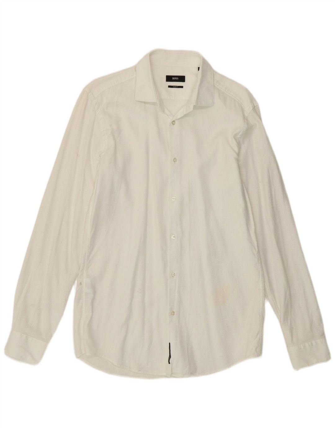 Hugo Boss Herre Slim Fit Skjorte Størrelse 40 15 3/4 Medium Hvid Bomuld
