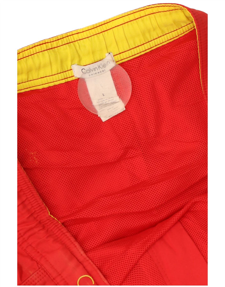 Calvin Klein Herre grafiske svømmeshorts Store røde Colourblock Polyester