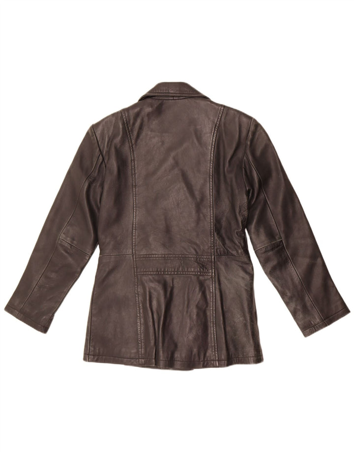 Vintage dobbeltradet læderjakke til kvinder UK 10 Lille sort læder