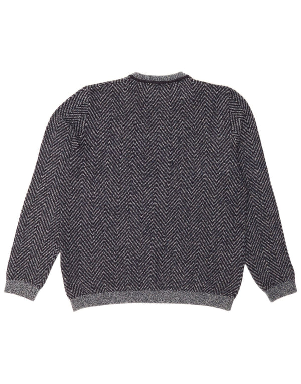 Ted Baker Herre sweater med rund hals str. 5 XL Marineblå Chevron Bomuld