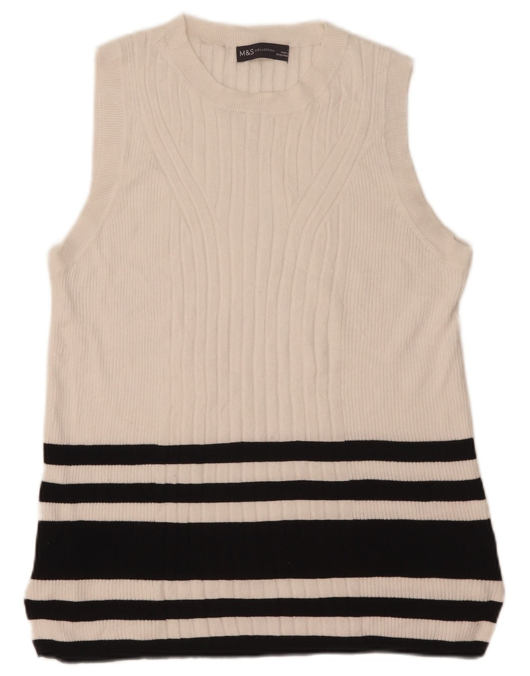 Marks & Spencer Damevest Tank Top UK 14 Stor hvid stribet viskose