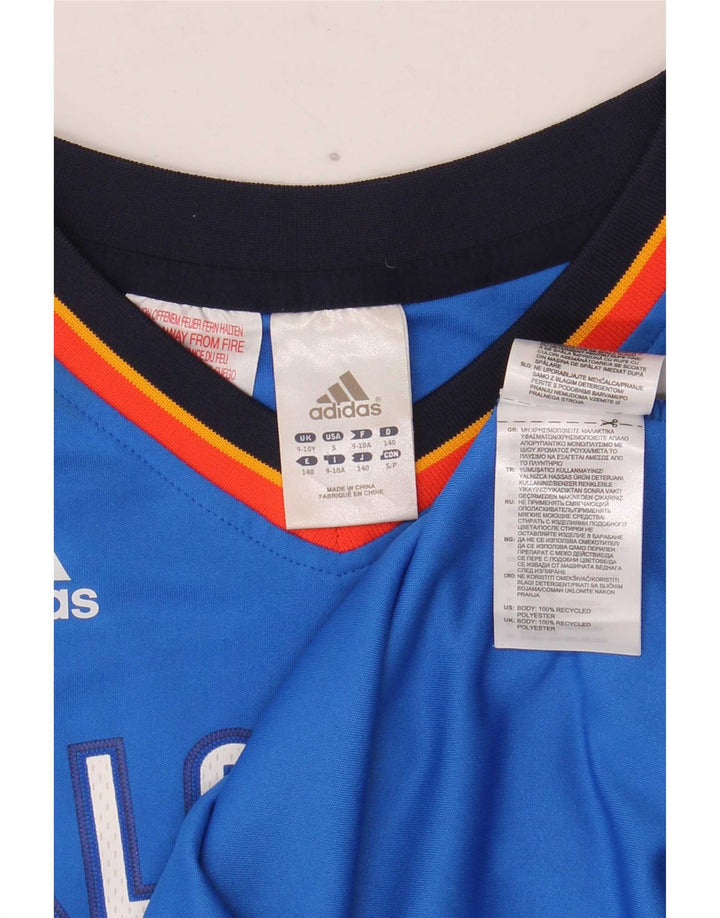 Adidas Boys Oklahoma Grafisk Vest Top 9-10 år Blå Colourblock Polyester