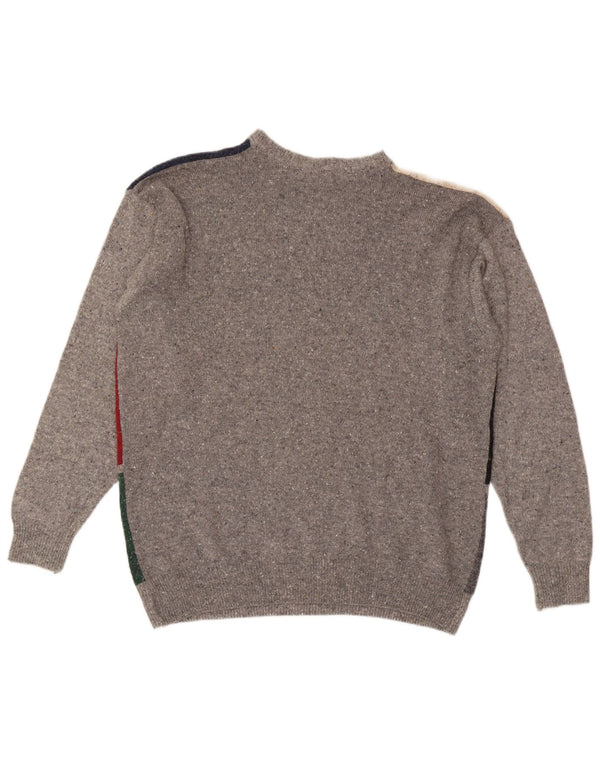 Vintage herre rund hals sweater XL flerfarvet geometrisk