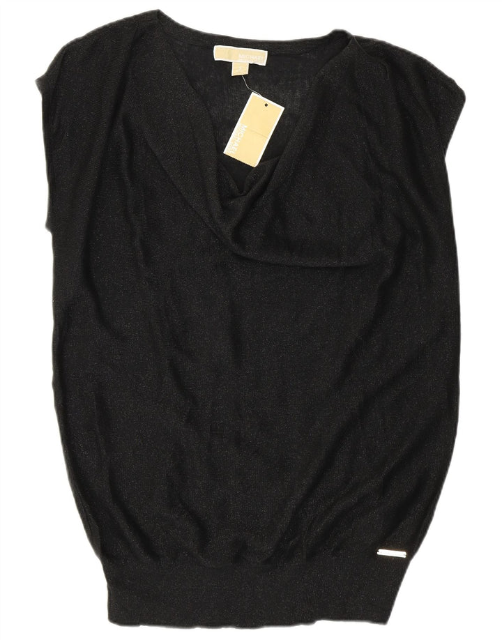 Michael Kors Dame ærmeløs bluse Top UK 10 Small Black Bomuld