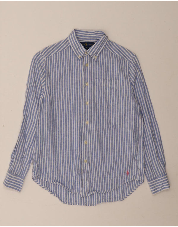 Ralph Lauren Boys Shirt 10-11 Years Medium Blue Striped Linen