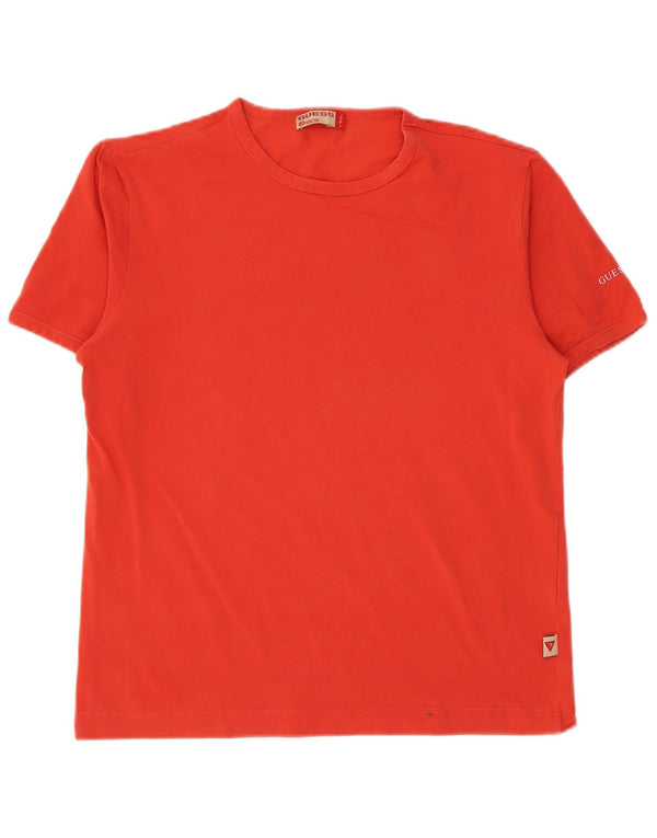 Guess Dame T-Shirt Top UK 18 XL Rød Bomuld