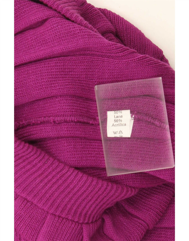Vintage damestrikket midi-nederdel W28 lille lilla uld