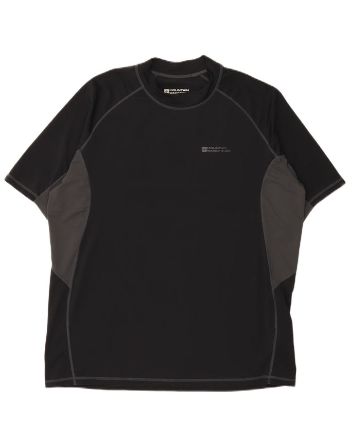 Mountain Warehouse Herre T-Shirt Top XL Sort Colourblock Nylon