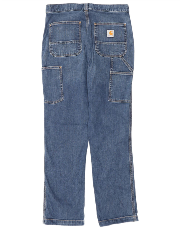 CARHARTT Herre Cargo Relaxed Fit Straight Jeans W30 L30 Blå Bomuld