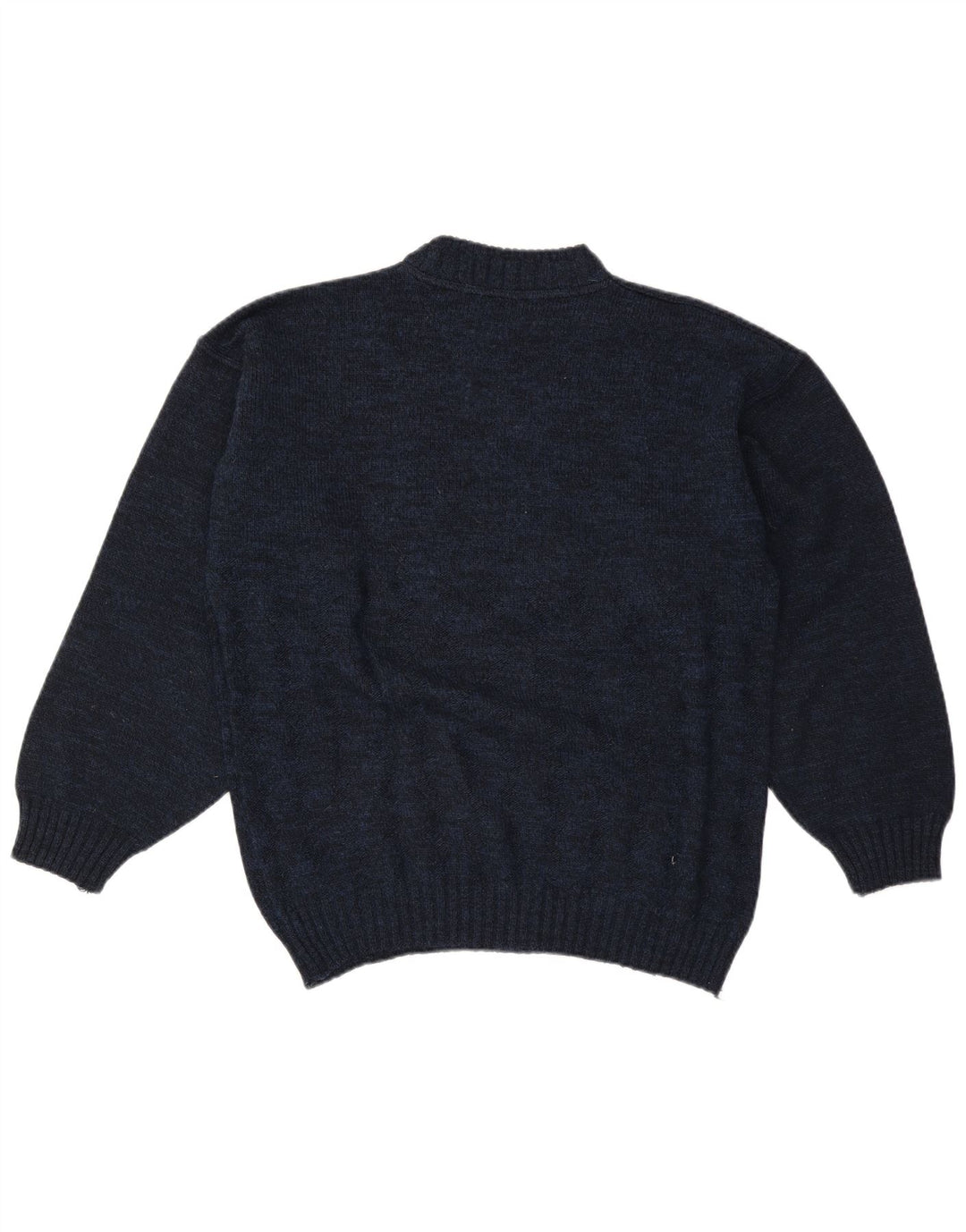 Vintage herre grafisk skildpadde hals sweater stor marineblå