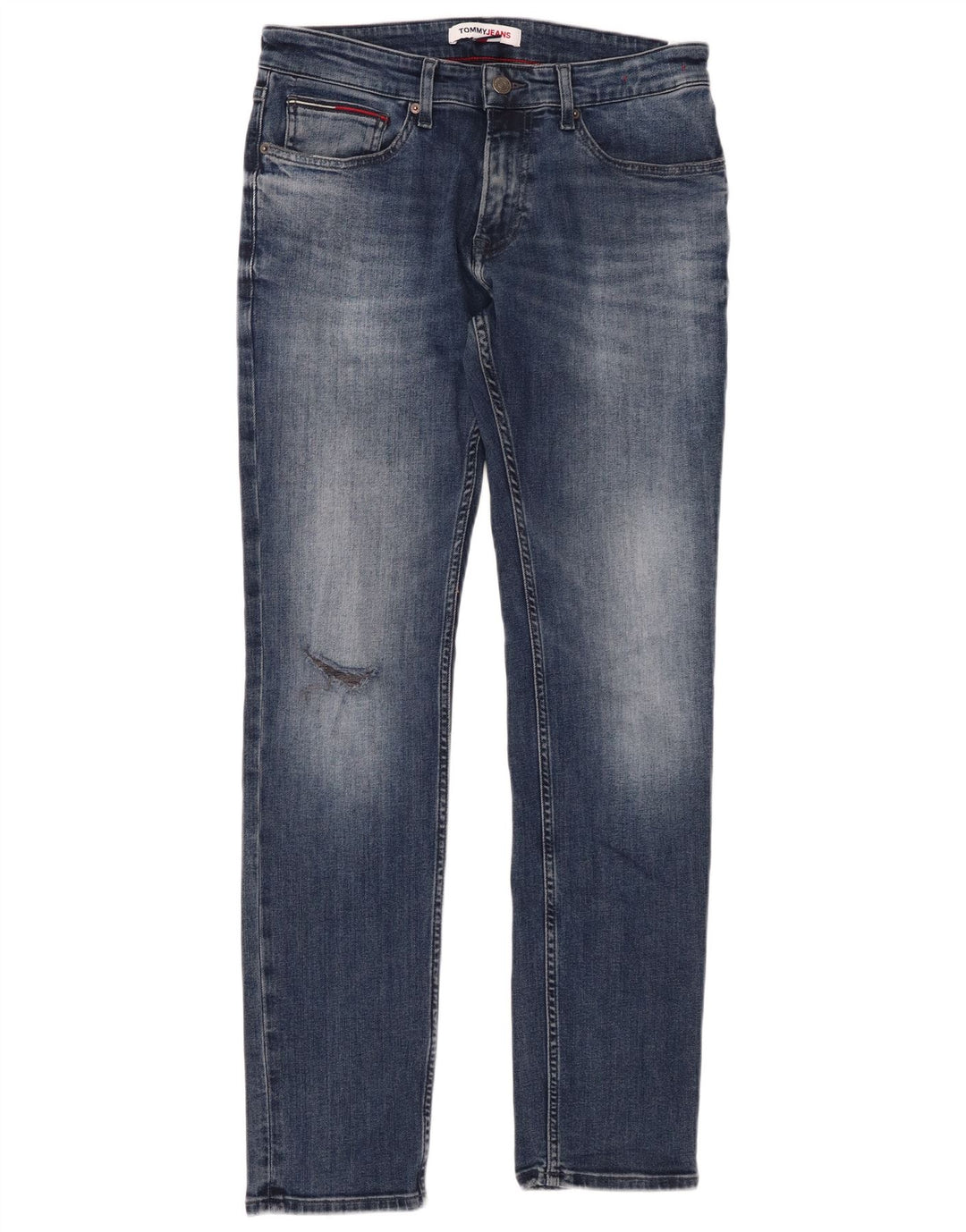 TOMMY HILFIGER Distressed Slim Jeans til mænd W31 L32 Blå bomuld