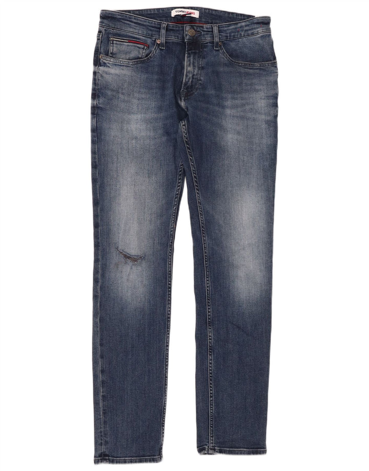 TOMMY HILFIGER Distressed Slim Jeans til mænd W31 L32 Blå bomuld