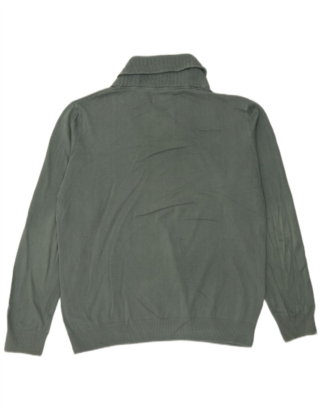Zara Herre Shawl Neck Jumper Sweater Stor Grøn Bomuld