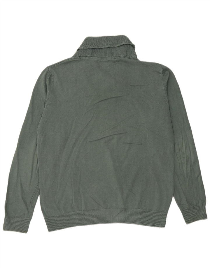 Zara Herre Shawl Neck Jumper Sweater Stor Grøn Bomuld