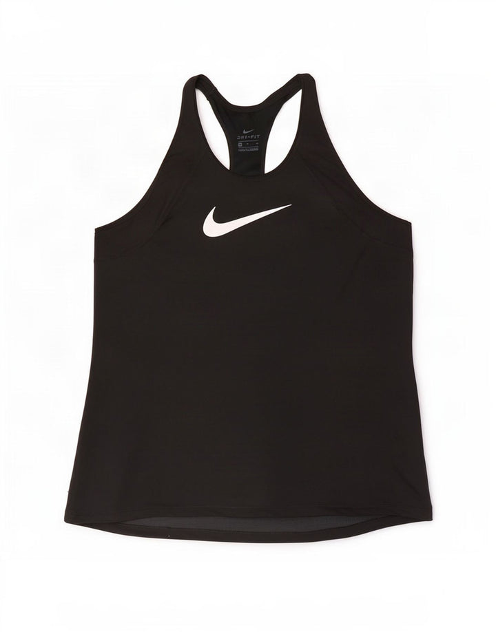 Nike Dame Dri Fit Grafisk Vest Top UK 12 Medium Sort Polyester