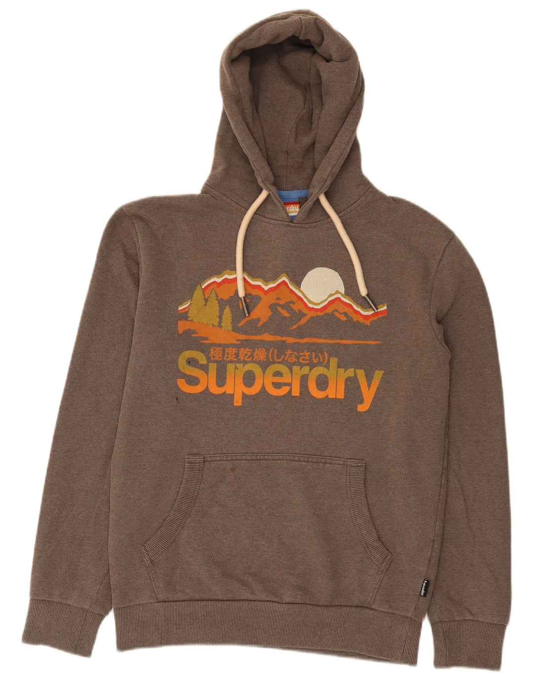 Superdry Grafisk hættetrøje til mænd, lille brun bomuld