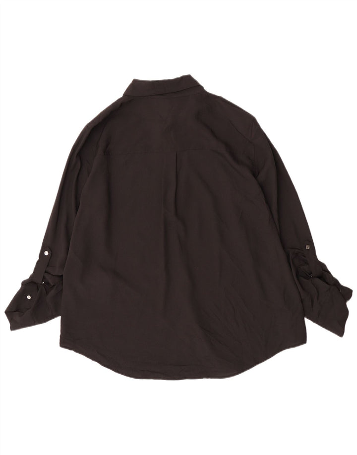 Dkny Womens Shirt Bluse UK 16 Large Black Polyester