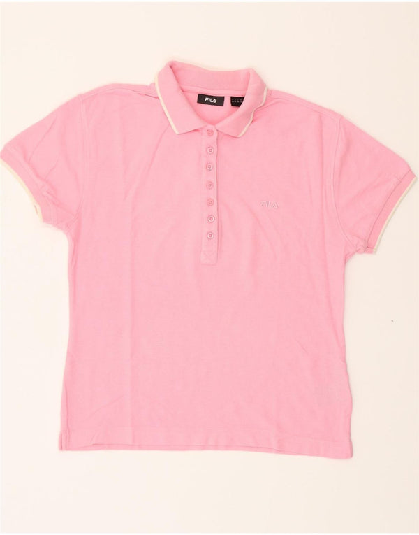 FILA Womens Polo Shirt UK 16 Large  Pink Cotton
